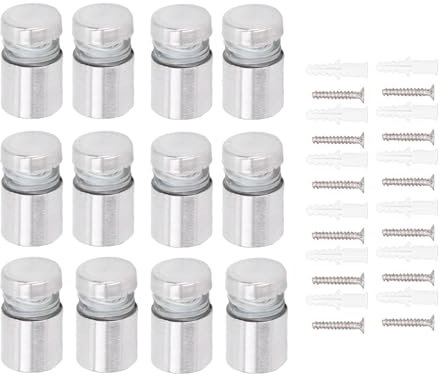 Chiodi Pubblicitari, 12 Pezzi Distanziali per Targhe Distanziatori Di Vetro, 16 x 20mm Chiodi a Vite Pubblicitari in Acciaio Inox Distanziali Da Parete Standoff Bulloni Supporto per Acrilico E Vetro