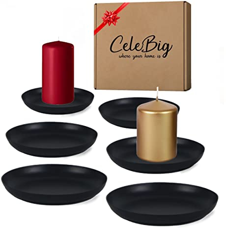 CeleBig ® Candeliere set da 6 | Portacandelina nero | Candeliere rotondo | Candeliere rotondo | Pregevole fattura | Articolo regalo | Regalo senza tempo