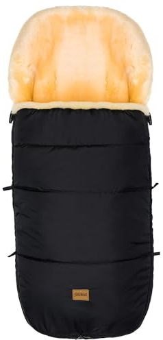 Fillikid Lammfellfußsack Makalu Exklusiv | Winterfußsack aus medizinischem Fell | Warmer Fussack für Tragetasche, Babyschale & Kinderwagen | Kinderwagenfußsack 50 x 90 cm passend für Bugaboo, Joolz