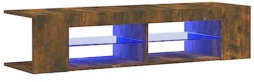 vidaXL Mobile Porta TV con Luci LED Rovere Fumo 135x39x30 cm