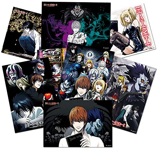 ePanda Death Anime Note Poster Death Poster Classic Misa Yagami Light Poster für Schlafzimmer Wohnzimmer Wandcollage Kit Anime Bilder Kunstdruck für Heimwanddekoration, Set mit 8 Stück, 29,2 x 41,9 cm
