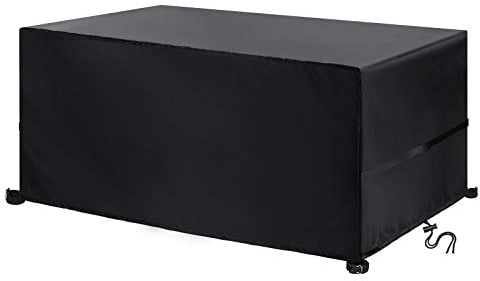YoungBee Copertura per mobili da giardino, rettangolare/quadrata, anti-UV, resistente agli strappi, tessuto Oxford 420D, set di coperture per tavolo da patio, 90 x 90 cm, nero, (FC01-90 x 90 x 90)