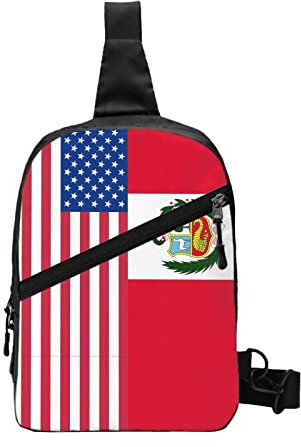 Peru American Flag Sling Rucksack Faltbare Brusttasche Crossbody Shoulder Daypack