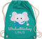 Turnbeutel Rucksack - Kita Beutel Wechselsachen Jungen - Wechselkleidung Elefant - Unisize - Türkis - schlafbeutel kindergarten wechselbeutel personalisierte elephant stoffbeutel kindergartenbeutel