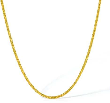 ZHOU LIU FU 24K 999 Gold Halskette Gold Kette Unisex Halsketten Für Frauen Männer 40+5cm (15 7-17 7 Zoll) Breite 1.8 mm Mit Geschenkbox Papa Geschenk (8-9g)