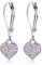 ORAZIO Herz Creolen Ohrringe für Mädchen Hypoallergen Baumelnder Reif mit 925 Sterling Silber Ohrringe mit 3 Mini-Herzen & Kristalle, kleine Ohrring mit Reifen für Kinder Schmuck Geburtstagsgeschenk