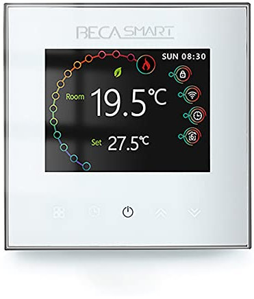 BecaSmart Serie 2002 Termostato WiFi per Caldaia a Gas/Acqua, Cronotermostato Smart Wifi, Termostato da Parete Programmabile per Controllo Vocale di Alexa e Google Home(Bianco, BHT-2002GC)