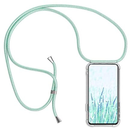 Todotumovil Funda TPU Transparente con Cuerda Color Verde para Xiaomi Redmi 9. Carcasa Transparente de Silicona para movil con cordón Correa para colgarlo del Cuello
