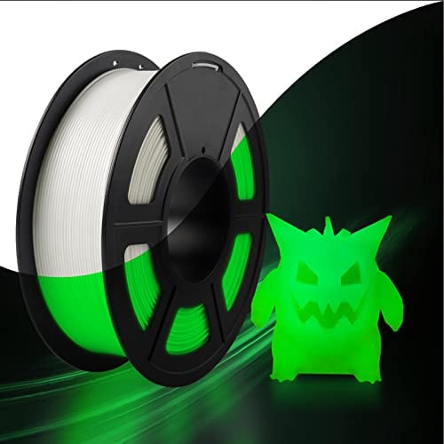 SUNLU Glow in the Dark PLA, Leuchtendes 3D Drucker Filament, PLA Filament 1,75mm +/-0,02mm, 1kg Spule Filament PLA für FDM 3D Drucker.(Weiß PLA, Leuchtet Grünes)