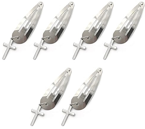 6 Stück Snap Haarspangen Herz Haarspangen Kreuz Haarspangen Y2K Stil Braut Haarnadel Hochzeit Haarnadel Zubehör Für Frauen Mädchen (Silber)