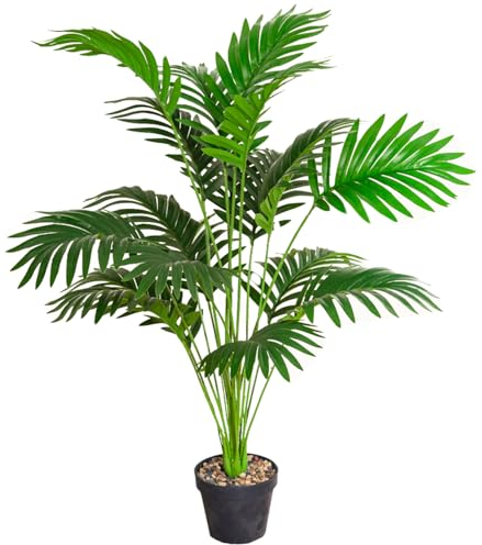 Palme Artificiel 80cm Faux de Palmier Areca en Pot avec 18 Branches Vertes fraîches Grandes Plantes artificielles
