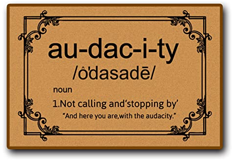 Audacity Definition Doormat Faux Coir Fiber Doormat Welcome Front Door Mats for Enterway Mat Non Slip Resist Dirt Entry Rugs for Entrance Anti-Slip PVC Backing 60 x 40 cm