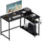 PAMRAY Bureau d'angle en L 109cm avec étagères réversibles, Table de Travail PC Gaming et étude pour Chambre, Noir