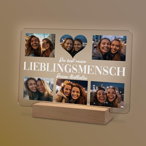 Yuweli® Geschenke für ein Lieblingsmensch personalisierte Nachtlampe mit Foto und Namen als Geschenk für Partner zum Geburtstag Weihnachten