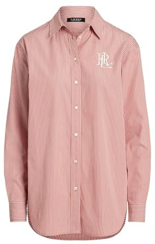 Lauren Ralph Lauren Kotta 200928499 Langarmhemd aus gestreifter Popeline, Rosa, Small
