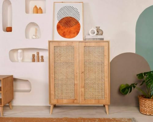Dmora - Sideboard Selara, Wohnzimmerbuffet, Sideboard, Küchenschrank, 90 x 40 x 110 cm, Eiche