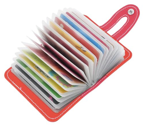 Shengxi Porte Carte de Crédit pour Femmes Homme, Porte Cartes de Visite PU Cuir Sac à Main Portefeuille pour 26 Carte (Rouge)