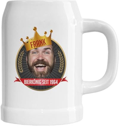 Herz & Heim® Personalisierter Bierkrug mit eigenen Fotos und Wunschtext (Bierkönig)