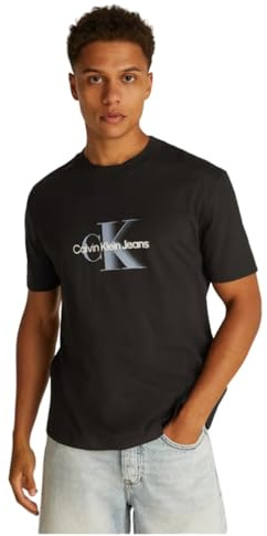 Calvin Klein Herren T-Shirt Kurzarm Monologo Shift Tee aus Baumwolle, Schwarz (Ck Black), M