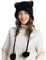 ZLYC Damen Katzenohr Slouchy Strickmütze Grunge Niedlich Wintermütze(Pom Pom Schwarz),Einheitsgröße