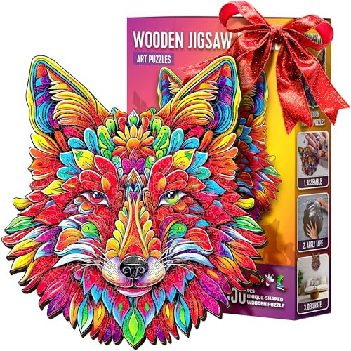 ESC WELT Holzpuzzle Fuchs-Mandala 300 Teile - Anspruchsvolles Denkspiel für Kinder & Erwachsene - Umweltfreundliches & Unterhaltsames Lernspielzeug - Herausforderndes Spiel - Denkspiel aus Holz