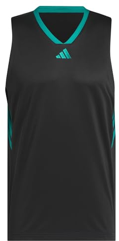 adidas Men's Basketball Legends Tank, Black/Pure Teal, S