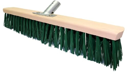 Heavy Duty Garden Broom Head, Outdoor 24″ Synthetic Hard Bristle Sweeping Brush with Metal Bracket for Cleaning Gardens, Yards, Patios, Deckings, Driveways (Green)
