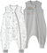 Yoofoss 2er Pack Baby Schlafsack mit Füßen 0.5 Tog 100% Baumwolle Schlafsack Baby mit Beinen Sommer Babyschlafsack für 18-36 Monate Kinder Jungen Mädchen 80 cm- Grau Bär