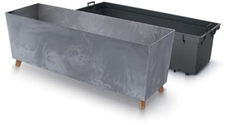 Low Rectangle Concrete Planter Floor Standing Indoor Outdoor Patio Plant Pot 3 Colours Grey Black (Marengo)