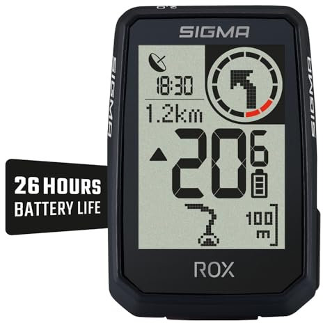 SIGMA ROX 2.0 Endurance Black | Durata della batteria 26h | Computer da bicicletta wireless | GPS e navigazione inclusi OVERCLAMP Butler | Navigazione GPS all'aperto | Compatibile con E-Bike