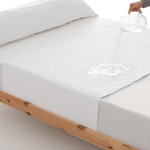 Lot de 2 protections de matelas imperméables et réutilisables pour adultes 4 couches Plus de 200 lavages Fabriqué en Espagne