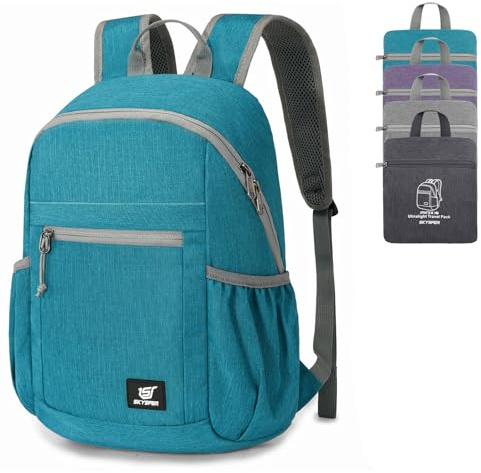 SKYSPER Small Anti Theft Hiking Backpack, 18L RFID Packable Travel Daypack Lightweight Foldable Rucksack for Walking Daytrip