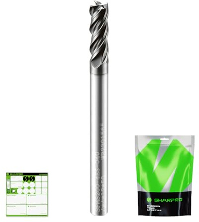 SHARPRO VHM Schaftfräser Metall Hartmetallfräser Für CNC-Fräser 4mm Schaft | 4mm Schnittdurchmesser AlCrN-beschichtet für Holz, Metall Acryl Kunststoff 4-Flöte Spiralfräser Drill End Mill Fräser Bit