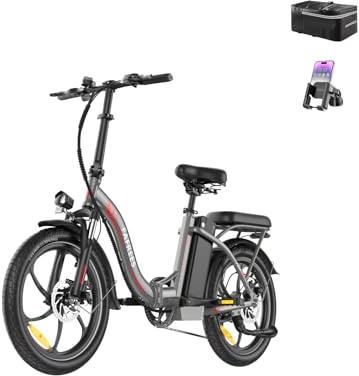 Fafrees F20+ 2025 Elektro-Faltrad 20 Zoll Fatbike, 36V/20AH Akku, 250W Motor, 140kg Tragekapazität | E-MTB 20°, 25km/h | Unisex Fahrrad (Hecktasche + Handyhalterung, grau)