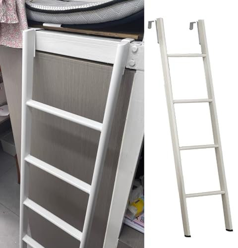XWJOYW Escalera Ajustable Blanca para litera de Caravana - Escalera de Seguridad metálica para Loft, Dormitorio, apartamento, Escalera de Repuesto para Cama Individual (tamaño: 116 cm/45)