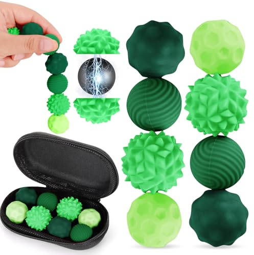 8 Stück Magnetische Fidget Toys, VICTERR Magnetische Sensorik Bälle, Anti-Stress Spielzeug aus Silikon, Fidget Bälle Magnetspiele Anti-Stress Spielzeug für Erwachsene Kinder Stressabbau Grün
