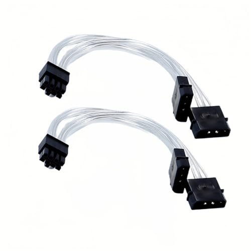Hoite Cable de alimentación Molex de 20 cm a PCIe de 8 pines (2 unidades) – Cable adaptador GPU doble de 4 pines macho a 8 pines hembra