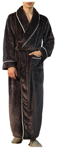 Generisch Gants de toilette d'hiver pour homme, grande taille, peignoir long hiver, Noir , 3XL