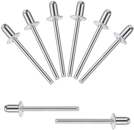 Songella Rivets Aveugles en Aluminium de 4 x 8 mm Rivet Pop à Extrémité Ouverte avec Poignée en Aluminium et Mandrin en Acier Lot de 100 (Argenté)
