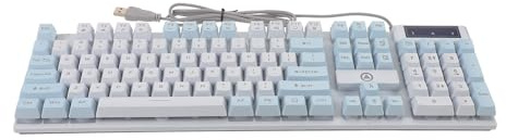 TOGEVAL Clavier Mécanique RGB 104 Touches Filaire pour Gamer PC Portable Effet Lumineux Multicolore Ergonomique Blanc Bleu