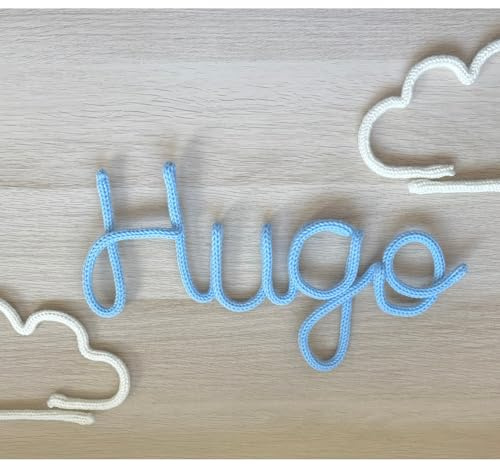 Nombre Personalizado para Pared y Puerta -Decoración para habitación infantil personalizada - Nombres de lana y alambre – Letras de pared hechas a mano | 4 colores (rosa, morado, verde, azul)
