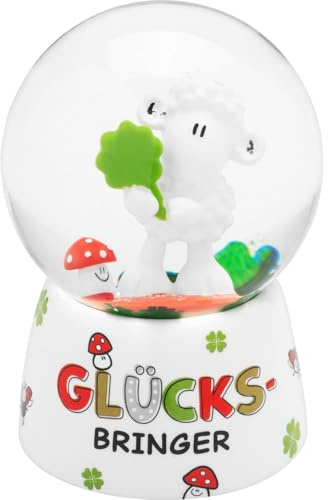 Sheepworld Traumkugel Motiv Glücksbringer | Schneekugel, Glas, Höhe 6,5 cm, Polyresin, Motivdruck | Geschenk zu Weihnachten, Silvester, Adventskalender | 75254