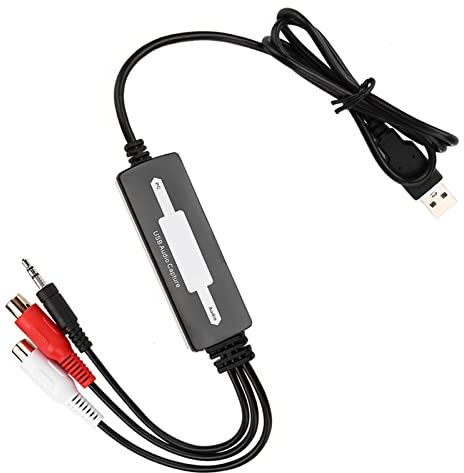 Dioche Cinta de Casete a Tarjeta Grabadora de Captura de USB: Convierta Tocadiscos y Casetes a MP3/WAV con Software de Fácil Instalación y Edición
