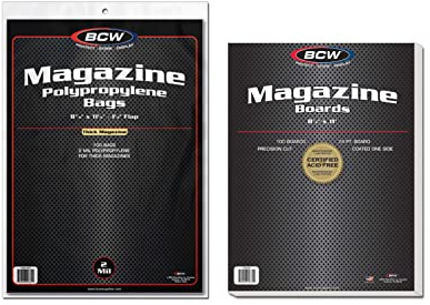 100 Non-resealable BCW épais Magazine Poly Sacs et 100 Magazine Envers les tableaux par BCW