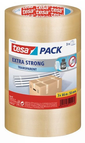Tesa – Set di 3 nastri Adesivo di imballaggio 66 m x 50 mm Avana