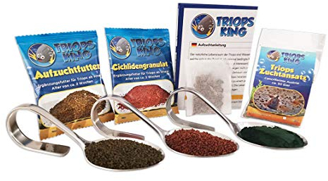 Triops Cancriformis Urzeitkrebse Starter Set Ultra mit ca. 50 Urzeitkrebs-Eiern / Zysten von Triops King aus Deutschland, Anleitung zur Zucht und Jungtier-Futter und viel Futter - Züchte jetzt deine eigenen Urzeitkrebse