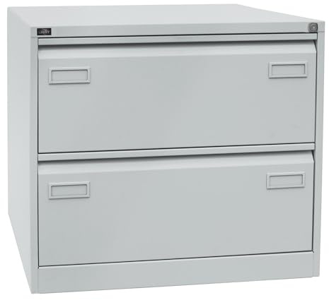 BISLEY Light Hängeregistraturschrank, doppelbahnig, DIN A4, 2 HR-Schubladen, Metall, 645 Lichtgrau, 62.2 x 80 x 71.1 cm