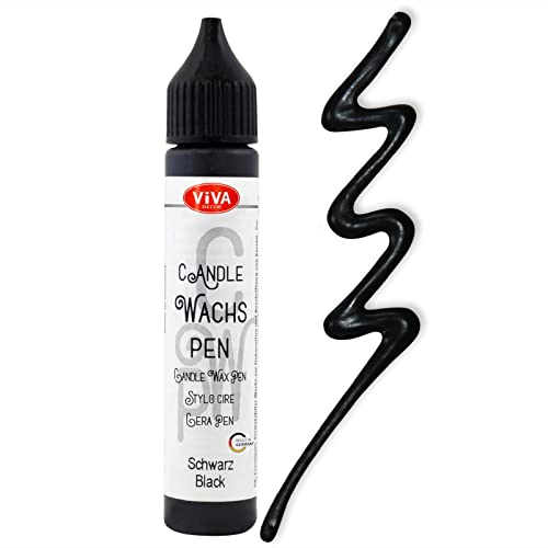 Viva Decor Wachs Pen 28ml (Schwarz) Premium Candle Liner & Wax-Pen - Ideal für individuelle Kerzengestaltung - Hochwertiger Wachs-Stift zum Anmalen, Verzieren & Personalisieren