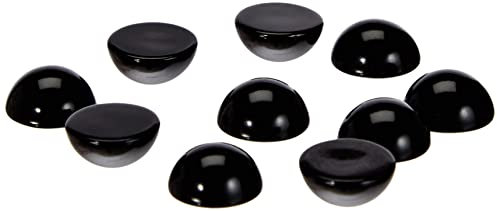 Rayher Tieraugen, Plastik-Halbperlen, schwarz, 10 mm ø, Btl. 10 Stück, zum Kleben, Perlen mit flacher Rückseite, halbrund, 8965401