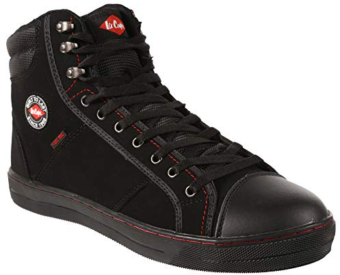 Lee Cooper LCSHOE022 Abbigliamento Da Lavoro Donne Unisex Retro Stile Baseball Sul Posto Di Lavoro Sicurezza Scarpe Da Ginnastica SB SRA Stivali, Nero Stivale, 43 EU